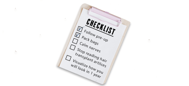 Cover photo showing clipboard to prepare for me hair transplant